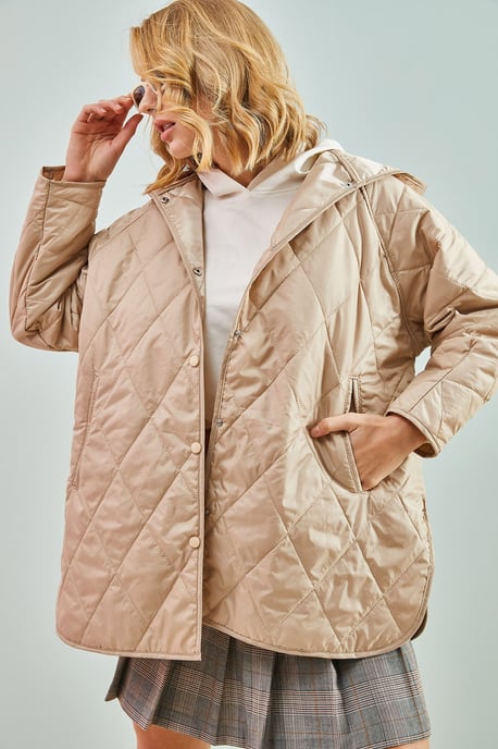 Kapuzenshirt Oversized gesteppte Jacke - Image 4