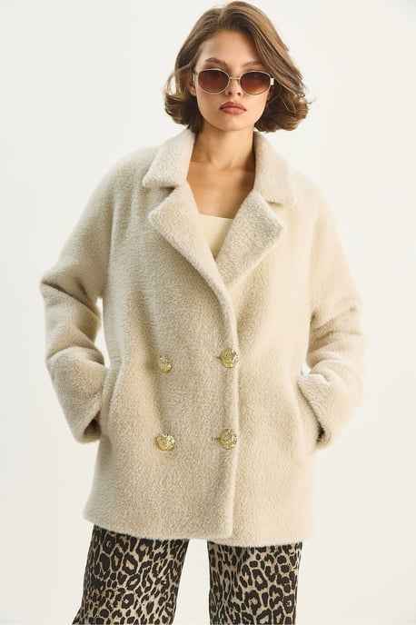 Übergroße strukturierte Plüschjacke - Image 4