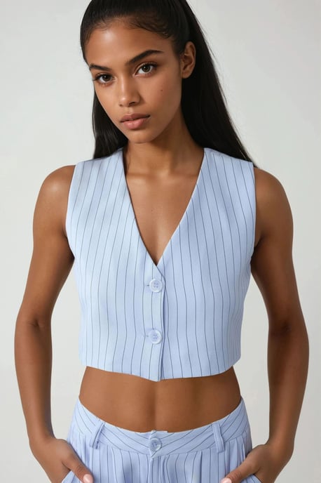 Pika Kollektion Enganliegendes Gestreiftes Crop-Top - Image 1