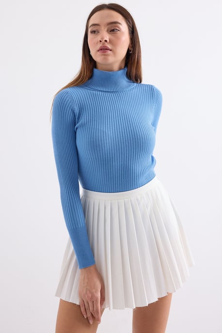 Strukturiertes Langarmshirt mit Rollkragen - Image 3