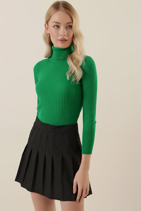 Strukturierter enganliegender Rollkragenpullover - Image 2