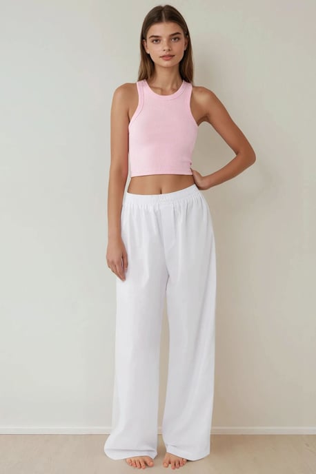 Hohe Taille Entspannte Passform Lounge-Hosen - Image 2