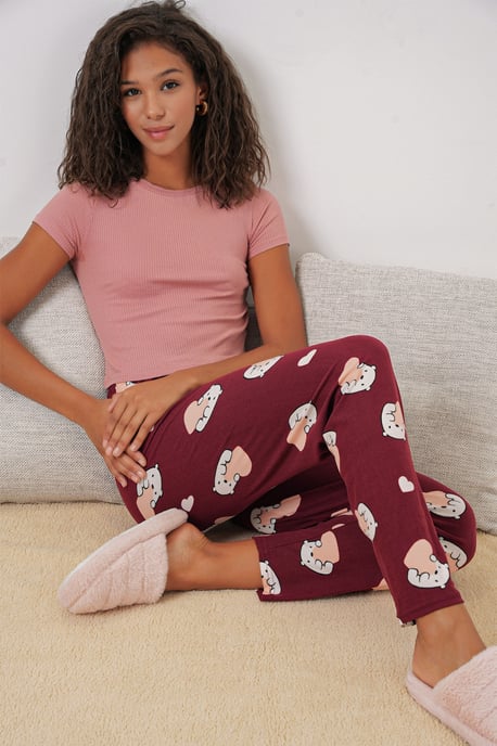 Musterte Mid-Waist Lounge-Hosen - Image 1