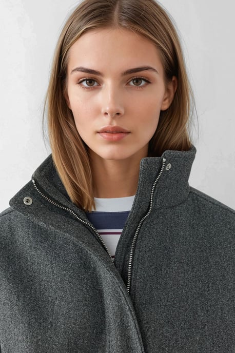 Übergroße Strukturierte Rollkragenjacke - Image 2