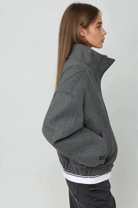 Übergroße Strukturierte Rollkragenjacke - Image 3