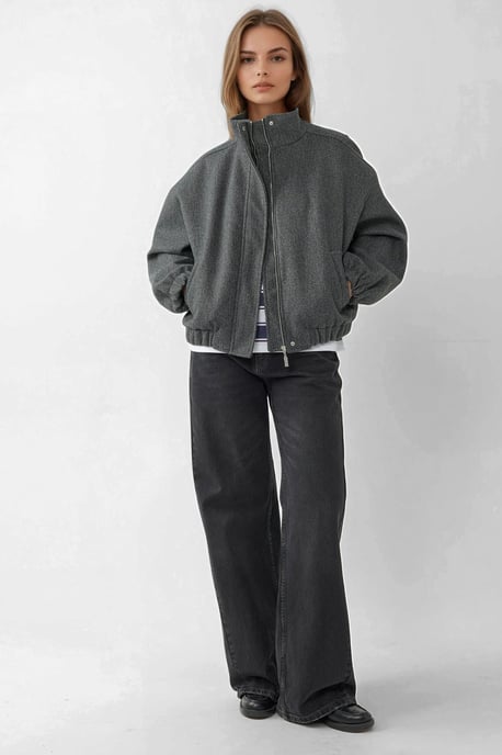 Übergroße Strukturierte Rollkragenjacke - Image 6