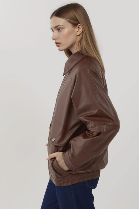 Übergroße Kunstlederjacke mit Taschen - Image 3