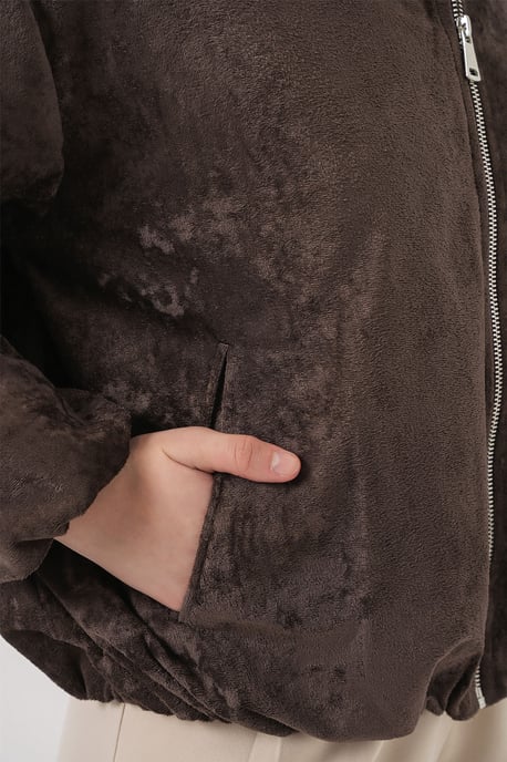 Übergroße Samt Zip-Jacke mit Taschen - Image 5
