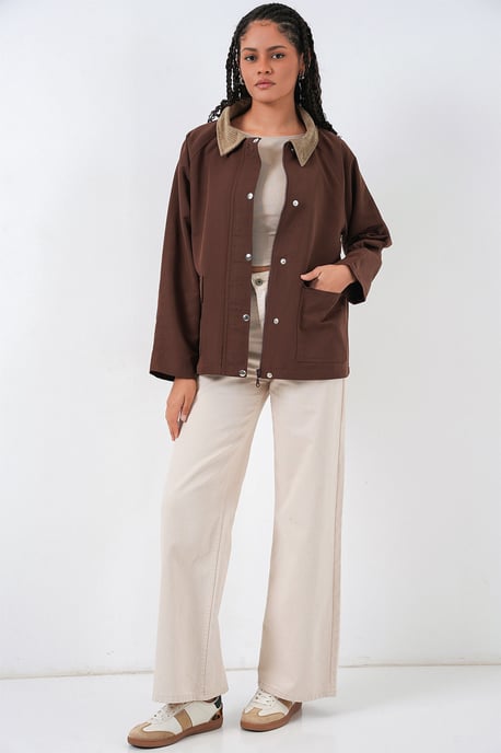 Gabardine-Jacke mit Knopfschluss und Taschen - Image 2