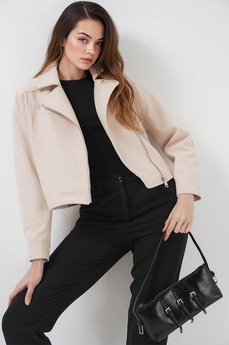 Crop-Gabardine-Jacke mit lässigem Schnitt - Image 4