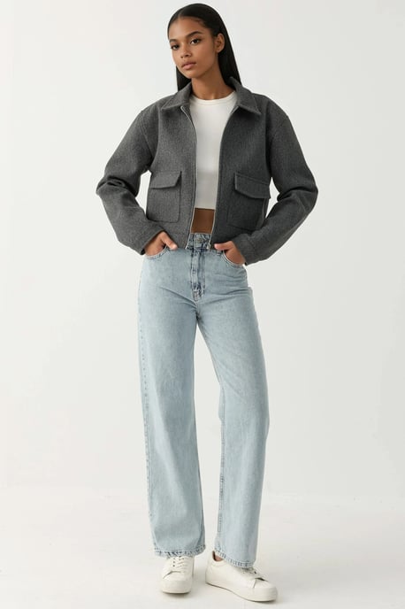 Texturierte Kurzjacke mit Reißverschluss - Image 5