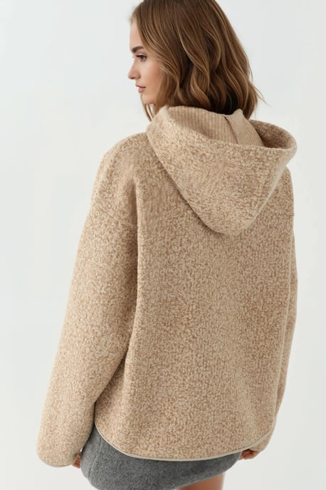 Strukturierte Full Zip Komfort Fit Kapuzenjacke - Image 3