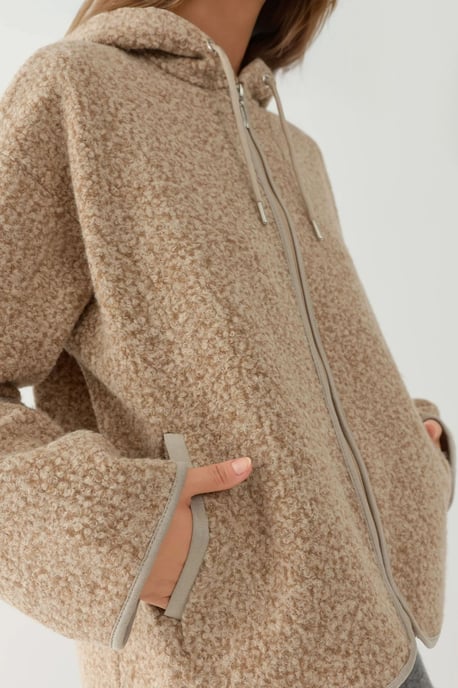 Strukturierte Full Zip Komfort Fit Kapuzenjacke - Image 4