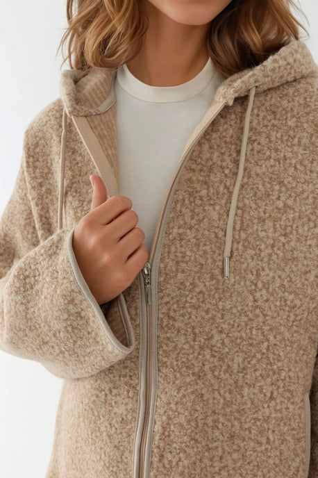Strukturierte Full Zip Komfort Fit Kapuzenjacke - Image 5