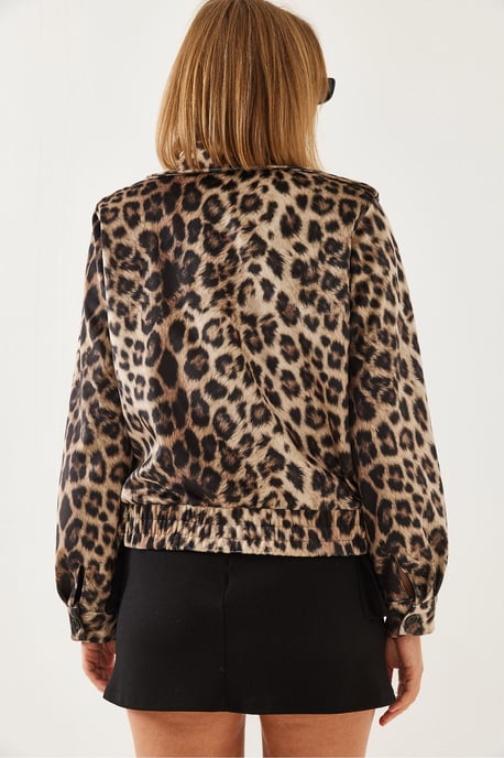 Leopardenmuster Jacquard Reißverschlussjacke - Image 2