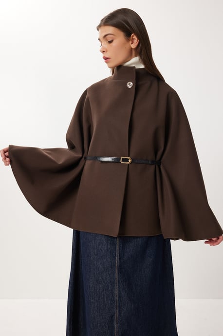 Strukturierter Poncho mit Gürtel - Image 1
