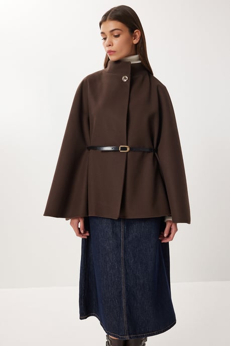 Strukturierter Poncho mit Gürtel - Image 2