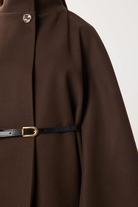 Strukturierter Poncho mit Gürtel - Image 4