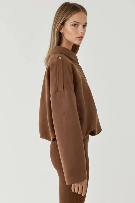 Weiche strukturierte Wildleder Bomberjacke - Image 6