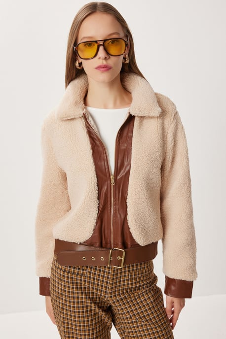 Fauxleder-Beschichtete Plüschjacke - Image 2