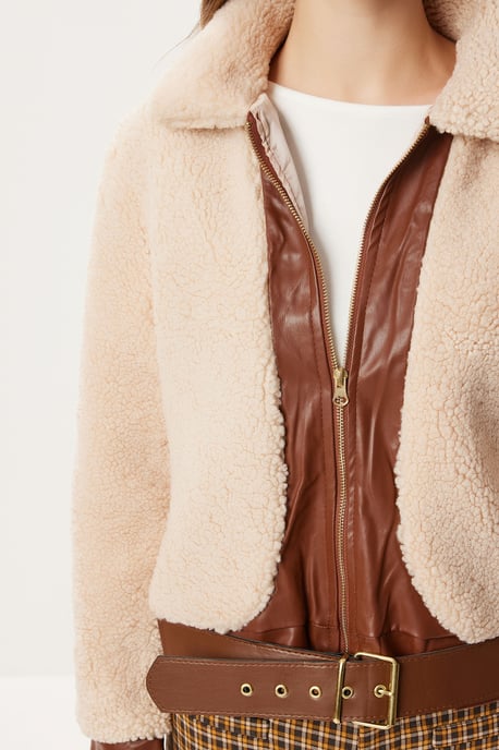 Fauxleder-Beschichtete Plüschjacke - Image 4