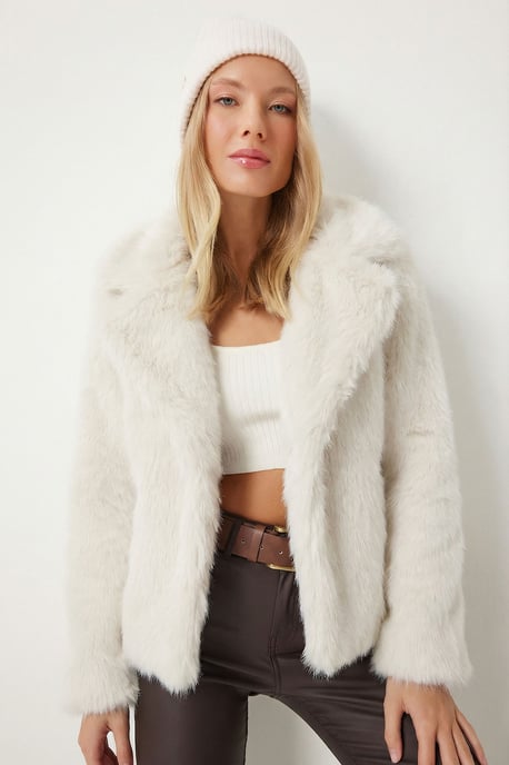 Faux-Fur-Schalkragenjacke - Image 3