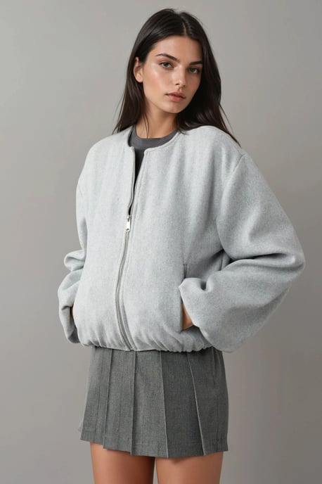 Vollzip-Übergroße Strukturbomberjacke - Image 3