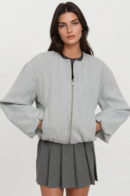 Vollzip-Übergroße Strukturbomberjacke - Image 4