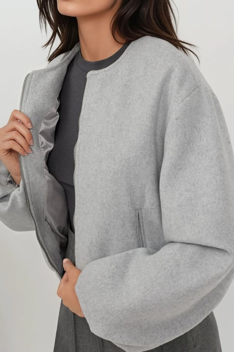 Vollzip-Übergroße Strukturbomberjacke - Image 5