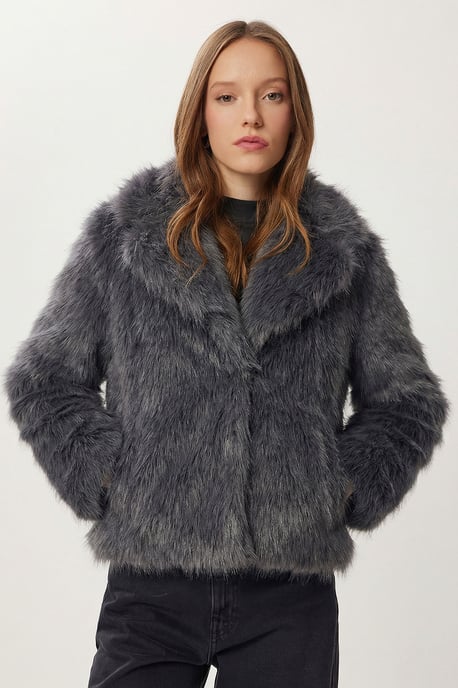 Faux-Fur Schalkragenjacke - Image 2