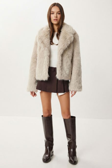 Faux-Fur Schal-Kragenjacke - Image 2