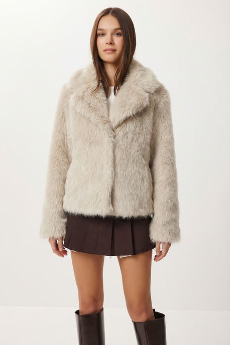 Faux-Fur Schal-Kragenjacke - Image 5