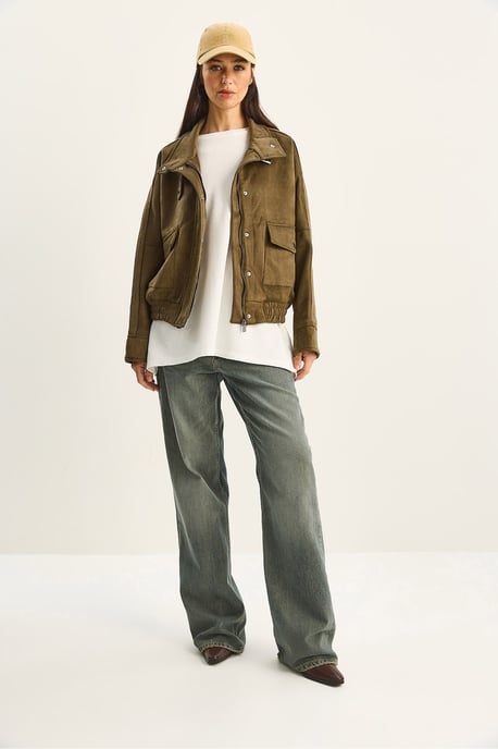 Übergroße dicke Gabardine-Jacke mit Reißverschlussverschluss - Image 2