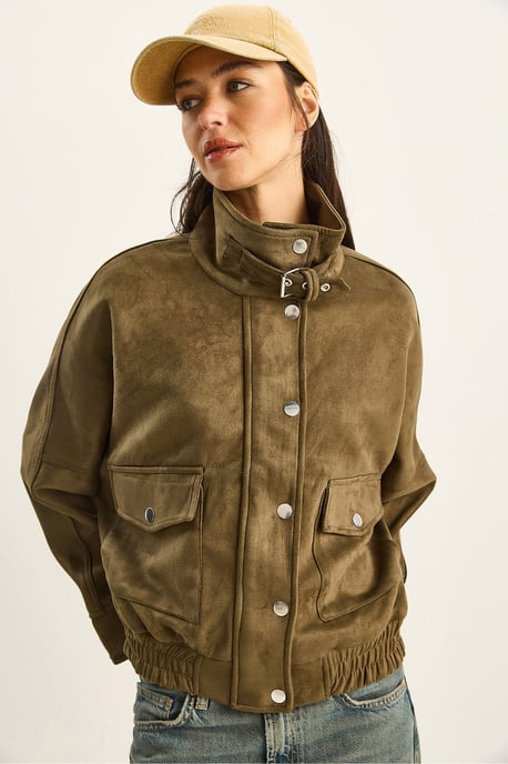 Übergroße dicke Gabardine-Jacke mit Reißverschlussverschluss - Image 5