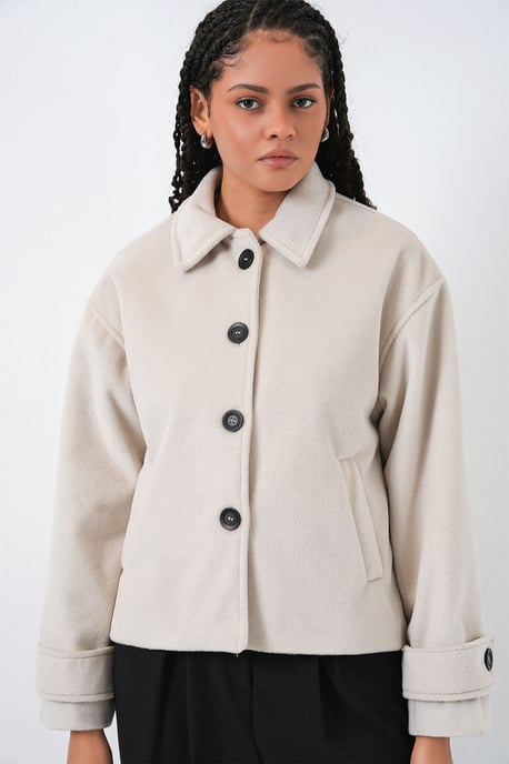 Weiche strukturierte Jacke mit Knöpfen und Taschen - Image 5