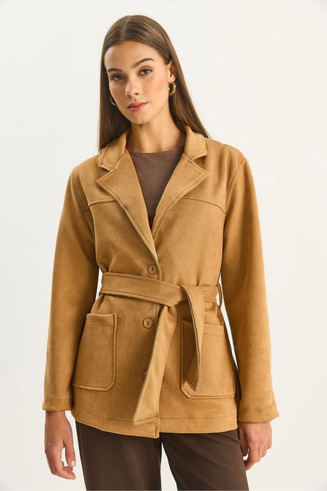 Faux-Wildleder Knopfjacke - Image 6