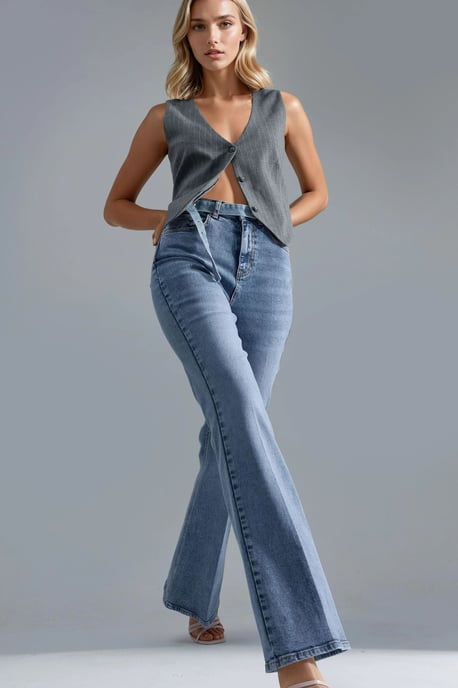 SQUALO Hohe Taillen Schlagjeans - Image 4