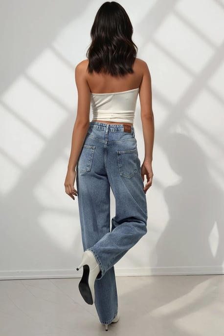 Weite Beinseiten Baggy-Jeans - Image 4