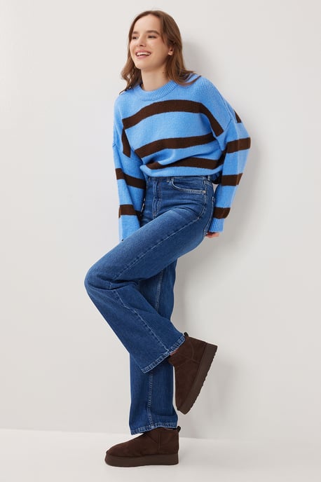 Hochtaillierte Weite Denim Jeans - Image 2