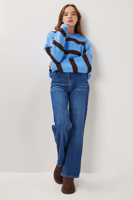 Hochtaillierte Weite Denim Jeans - Image 3