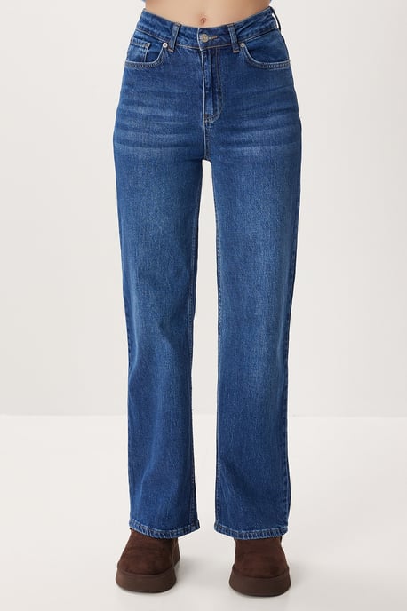 Hochtaillierte Weite Denim Jeans - Image 4