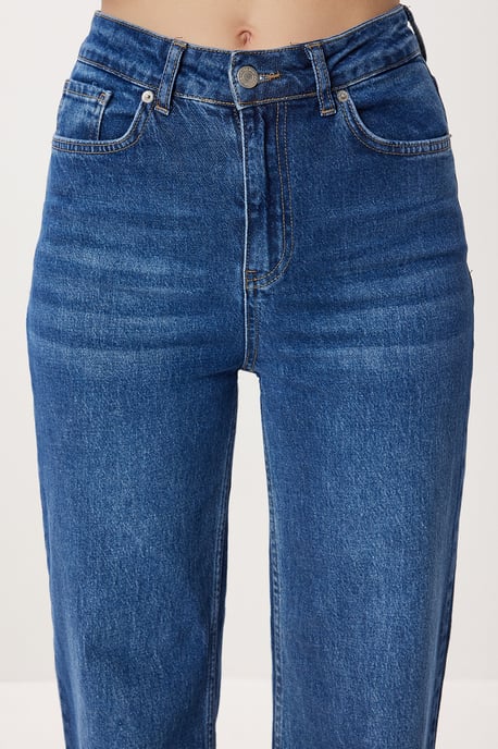 Hochtaillierte Weite Denim Jeans - Image 5