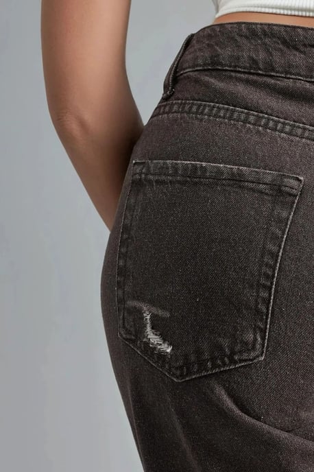 90er Jahre Hohe Taille Weite Beine Denim Jeans - Image 6