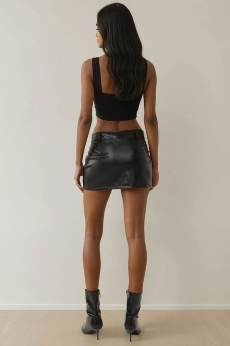 Kunstleder Minirock mit niedriger Taille und tailliertem Schnitt - Image 5