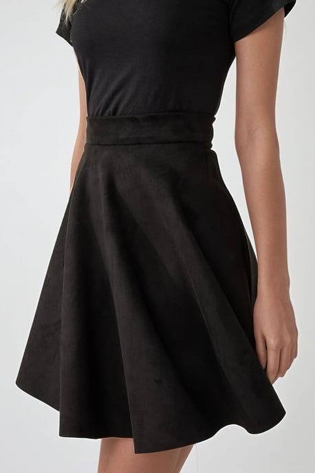Eleganter Hoher Taillierter Wildleder Minirock - Image 2