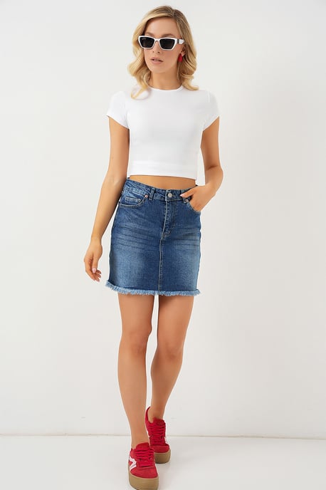 Slim Fit Mini-Denimrock mit Knöpfen - Image 2