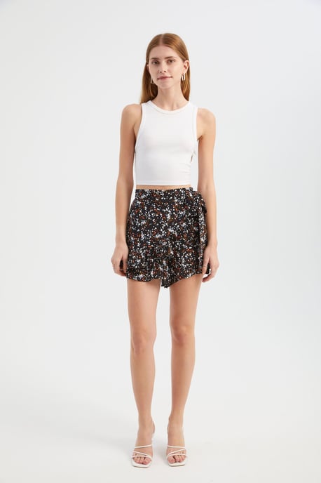 Florale Hochbundshorts mit einem Gürtel Detail - Image 3