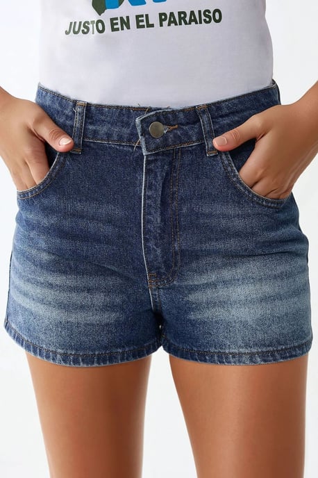 Hohe Taillen Zerstörte Denim-Shorts - Image 2