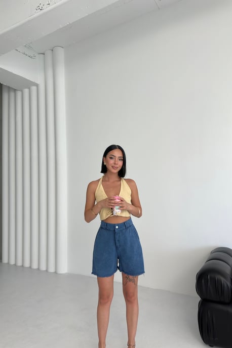 Hochtaillierte Denim-Shorts mit weitem Bein - Image 5