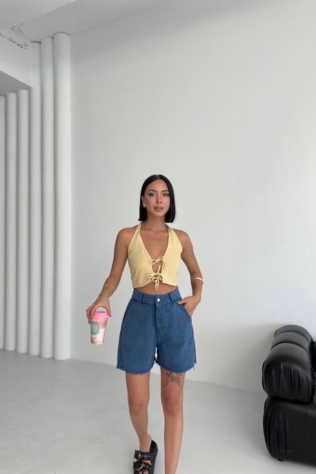 Hochtaillierte Denim-Shorts mit weitem Bein - Image 6